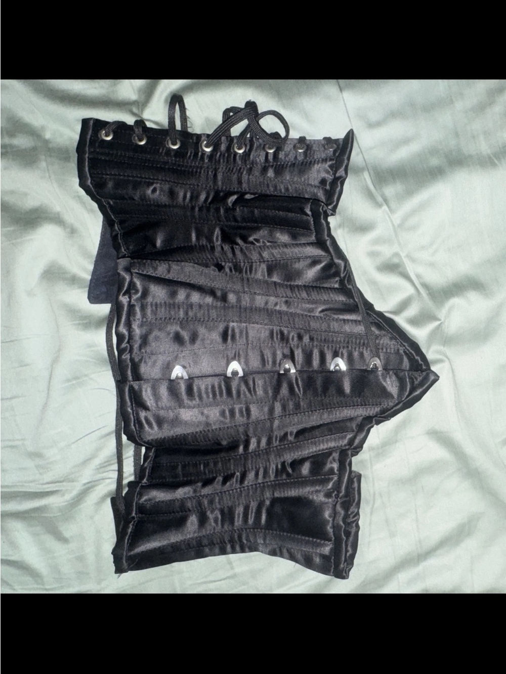 Black Satin Waist Trainer Corset - Structured Shapewear